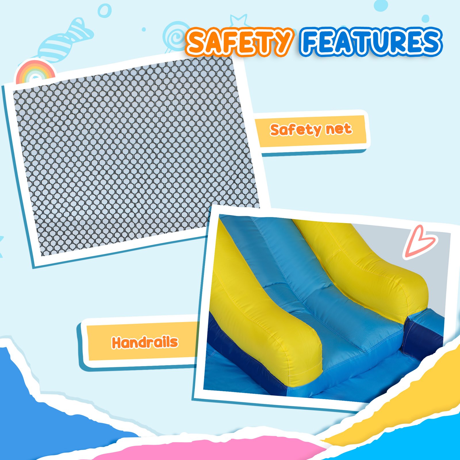 AIYAPLAY 5 in 1 Bouncy Castle for Children with 550W Blower, Water Slide, Splash Pool, Jumping Area, Climbing Wall, Cannon - Image 6