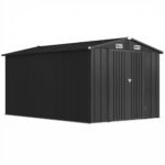 Outsunny 12 x 8 ft Garden Shed, Outdoor Storage Shed with 4 Vents and Lockable Double Doors, Dark Grey Outsunny 12 x 8 ft Garden Shed, Outdoor Storage Shed with 4 Vents and Lockable Double Doors, Dark Grey