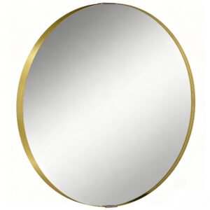 HOMCOM Round Wall Mirror 61 cm, Wall Mounted Bathroom Mirror with Tempered Safety Glass and Aluminium Alloy Frame, Gold Tone