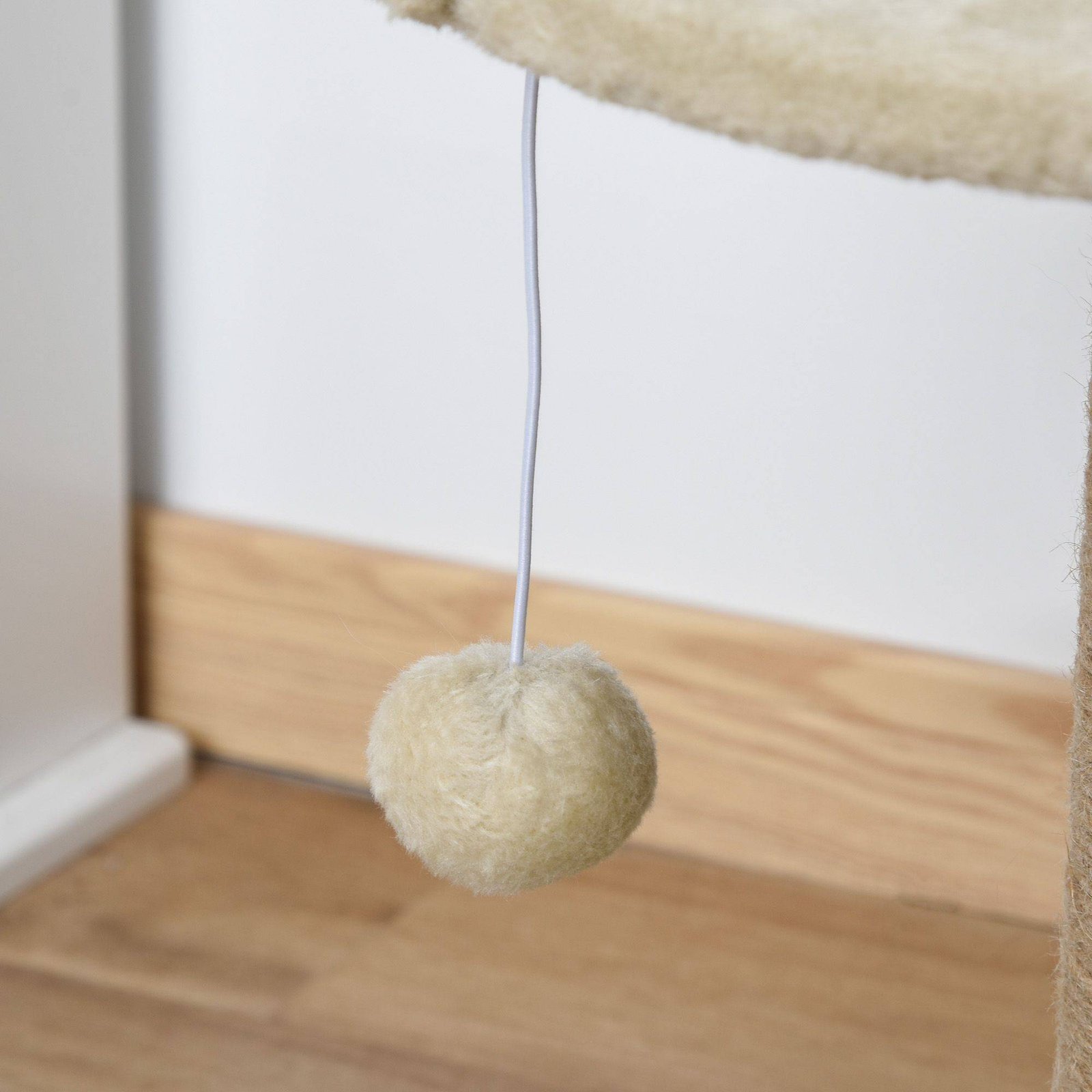 PawHut Cat Tree Cat Scratching Post for Indoor Cats Kitten Play Tower Activity Centre Climbing Stand with Dangling Ball Beige - Image 9