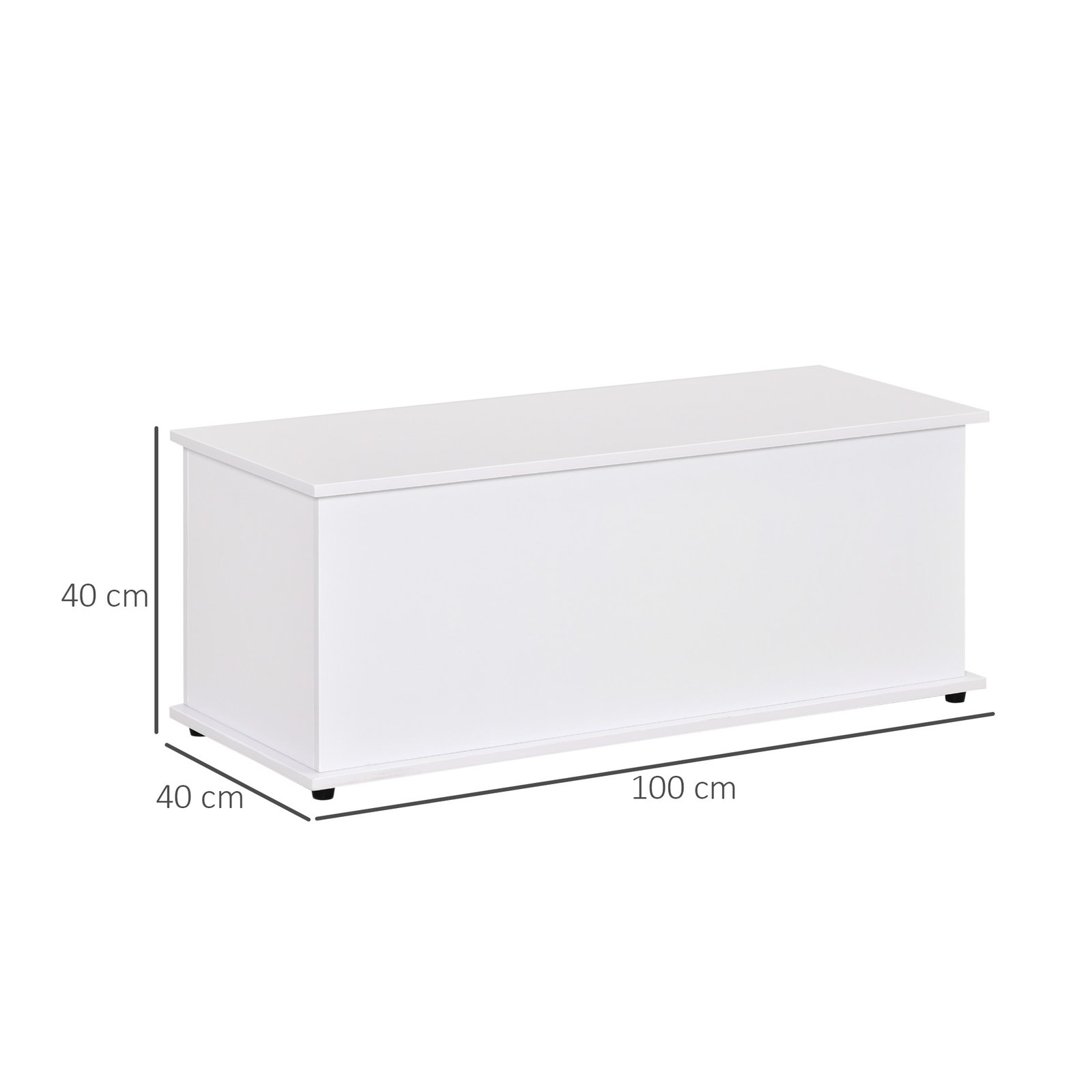 HOMCOM 113L Storage Chest, Storage Box with Flip-Top Lid and 2 Safety Hinges, Storage Trunk for Living Room, Entryway, 100 x 40 x 40 cm, White - Image 3