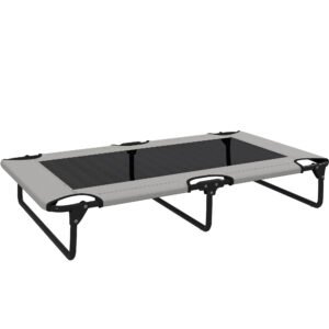 PawHut Portable Raised Dog Bed, Elevated Pet Cot with Breathable Mesh for Indoor Outdoor, for Large Dogs, Light Grey