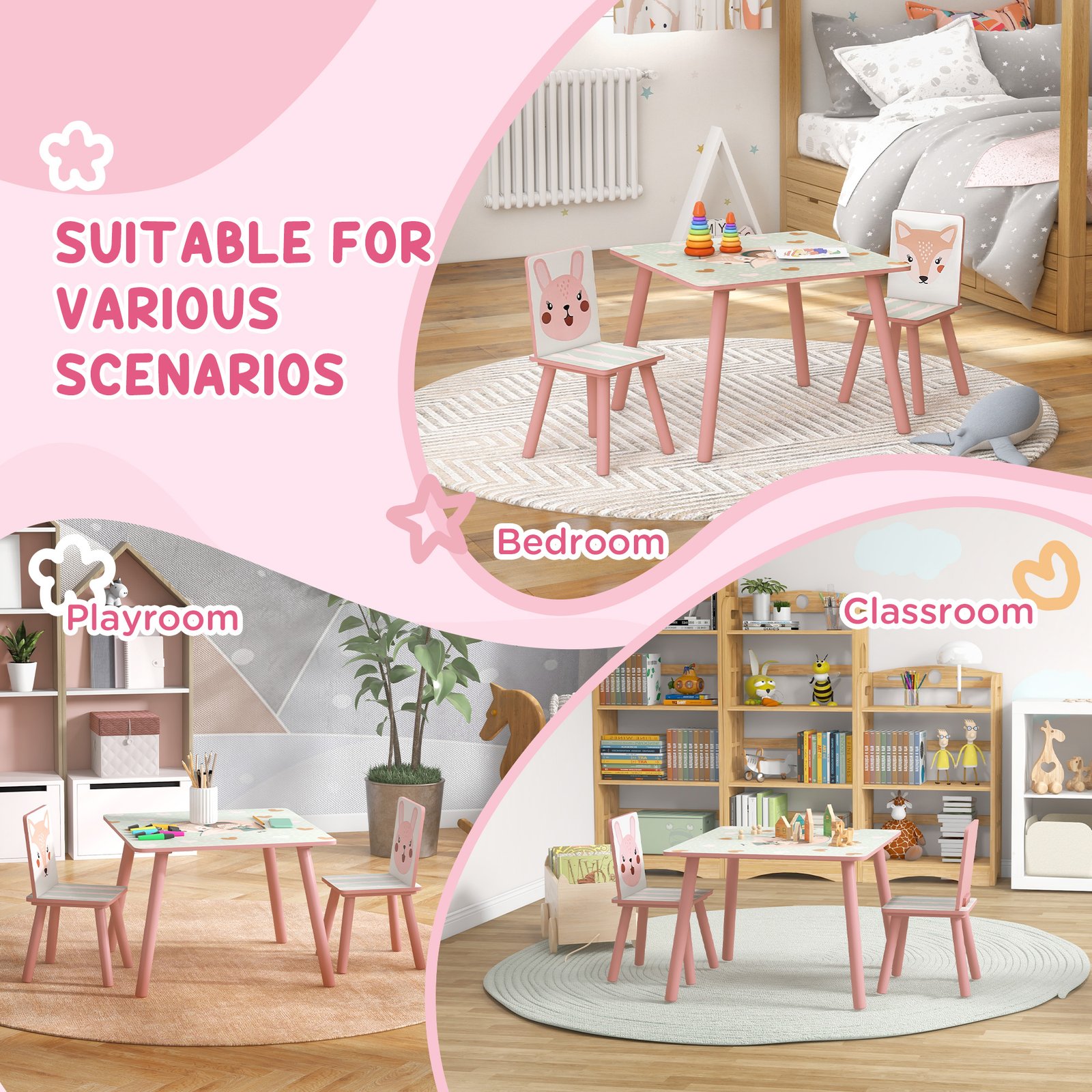 ZONEKIZ Kids Table and Chair Set and Kids Easel with Paper Roll, Storage Baskets, Kids Activity Furniture Set, Pink - Image 7