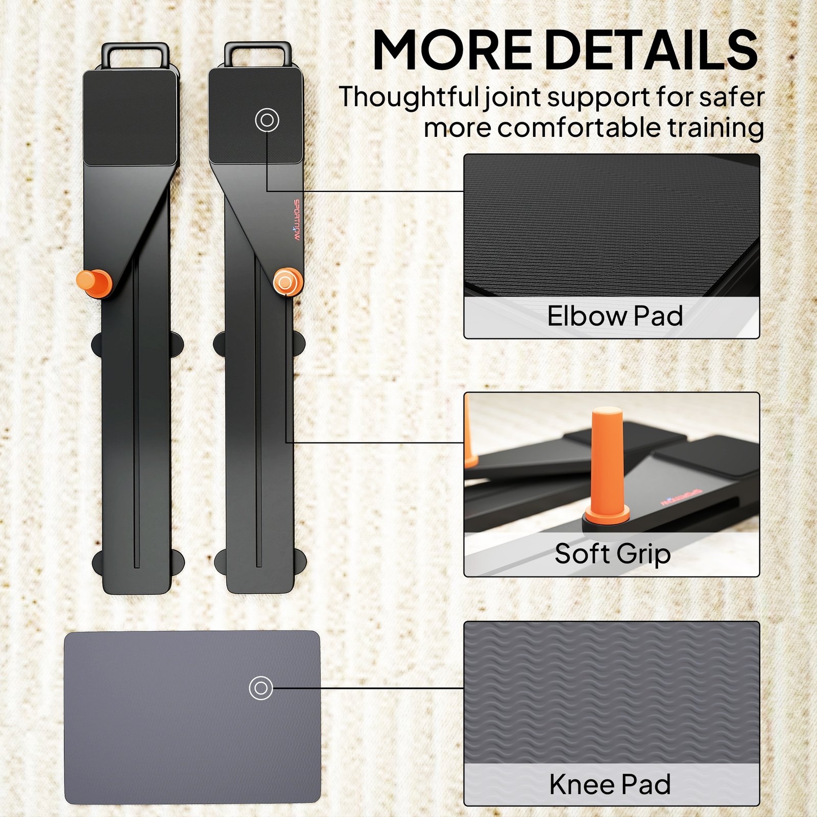 SPORTNOW Push Up Board Set of 2, Portable Press Up Board with Dual Glide Rails, Knee Pad, Pushup Stand Pilates Reformer Machine for Home Gym, Multifunctional Workout Equipment for Men & Women - Image 8