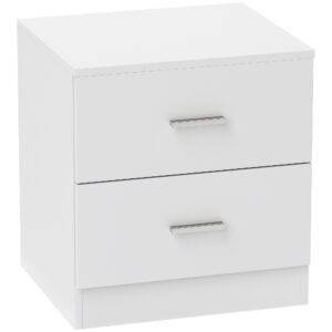 HOMCOM Modern Bedside Table, Beside Cabinet with 2 Drawers, for Bedroom, Living Room, White