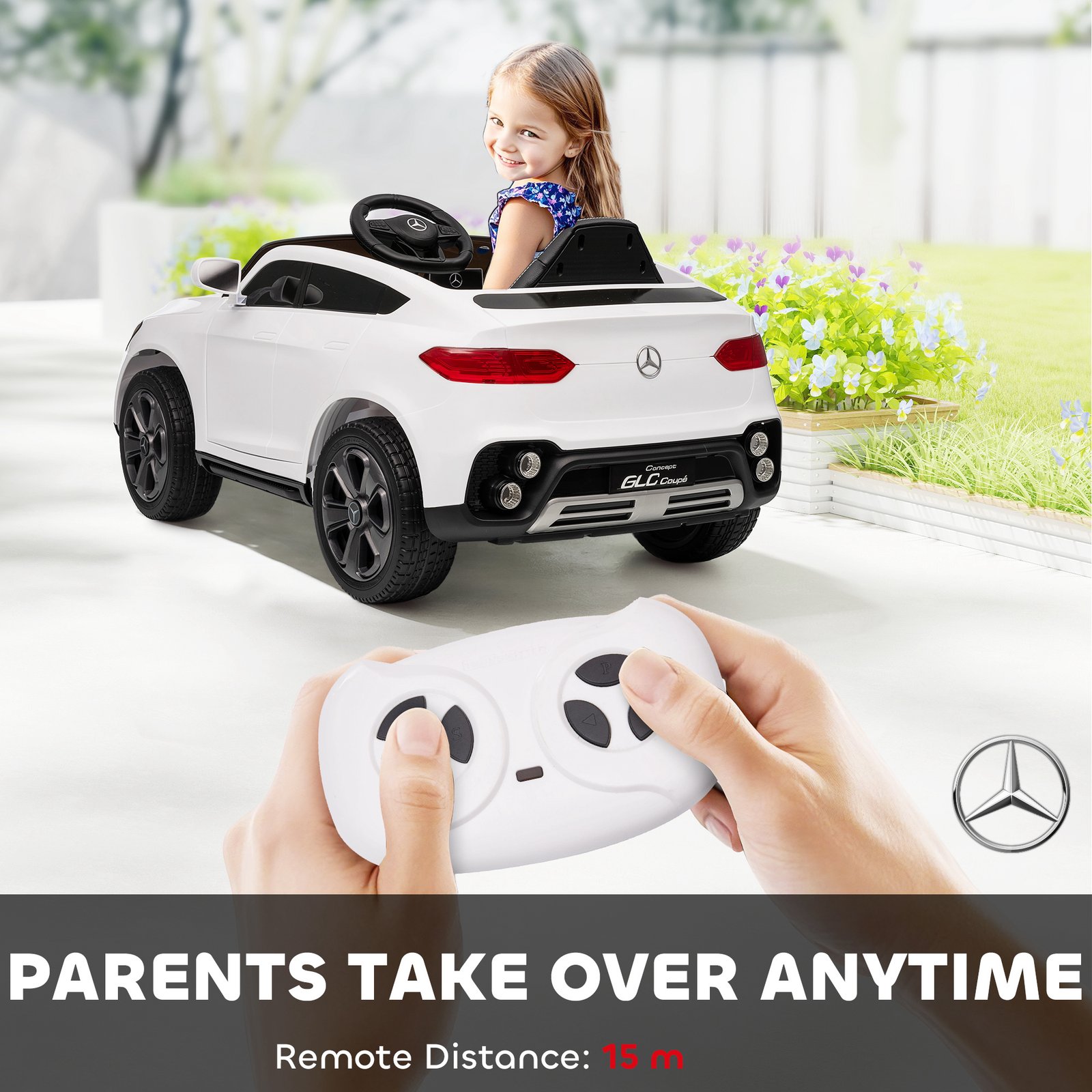 AIYAPLAY Mercedes-Benz GLC Licensed Kids Ride on Car with Remote Control, Soft Start, MP3, LED Headlights, White - Image 5