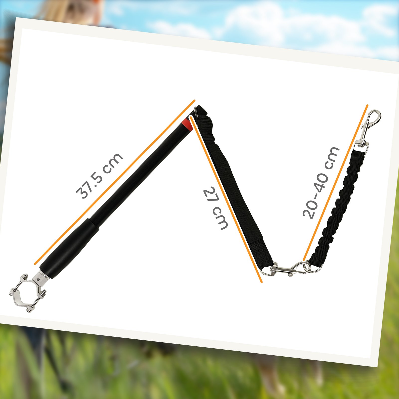 PawHut Dog Lead for Bicycle, Dog Leash for Cycling, Training, Jogging, Black - Image 3