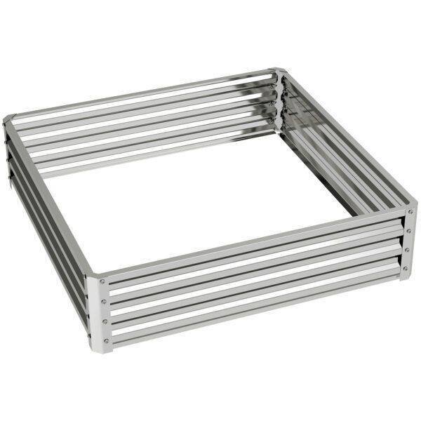 Outsunny Square Raised Garden Bed Box with Weatherized Steel Frame for Vegetables, Flowers, & Herbs, 120 x 120 x 30cm, Silver Tone