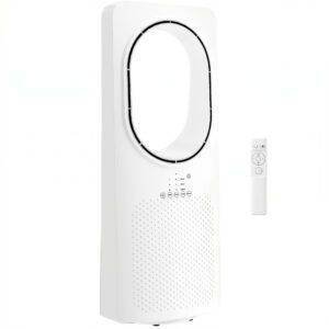HOMCOM Bladeless Tower Fan for Bedroom, 36dB Standing Cooling Fan with Oscillating, 3 Speeds, 3 Modes, 15H Timer, White