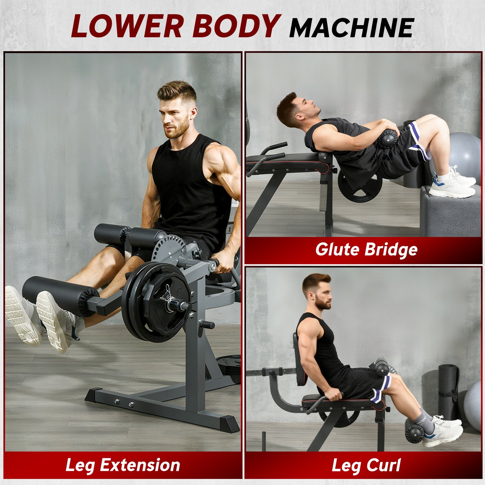 SPORTNOW Seated Leg Extension and Curl Machine, Adjustable Leg Raise Machine and Curl Machine with Plate Loaded for Hip, Thigh, Lower Body Workout - Image 4