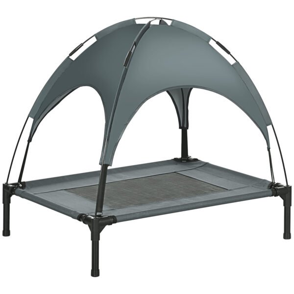 PawHut Outdoor Dog Bed with Removable Canopy, Portable Raised Dog Bed for Camping, Garden & Beach, Water-Resistant UV-Protection Mesh Pet Cot Sun Lounger, for Medium Pets, 76 x 61 x 73 cm, Grey PawHut Outdoor Dog Bed with Removable Canopy, Portable Raised Dog Bed for Camping, Garden & Beach, Water-Resistant UV-Protection Mesh Pet Cot Sun Lounger, for Medium Pets, 76 x 61 x 73 cm, Grey