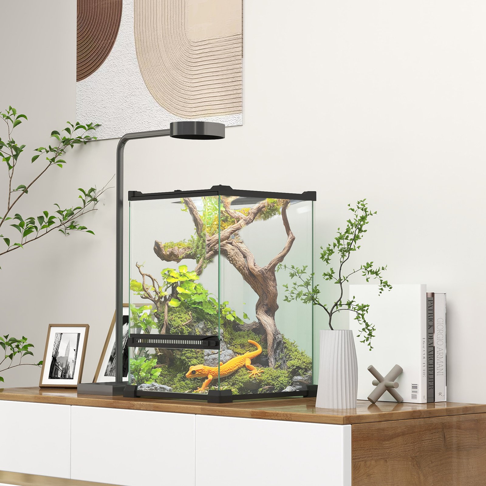PawHut 12L Vivarium for Lizards, Frogs, Snakes, Turtles, Tortoises w/ Anti-Escape Design, Ventilation - Image 2