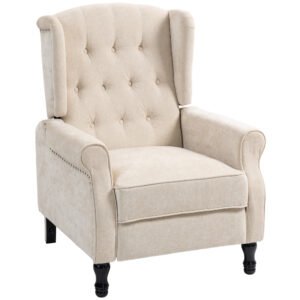 HOMCOM 150° Reclining Vintage Armchair, with footrest - Beige