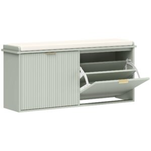 HOMCOM Elegant Ten Shoe Bench, with Top Seat - Green