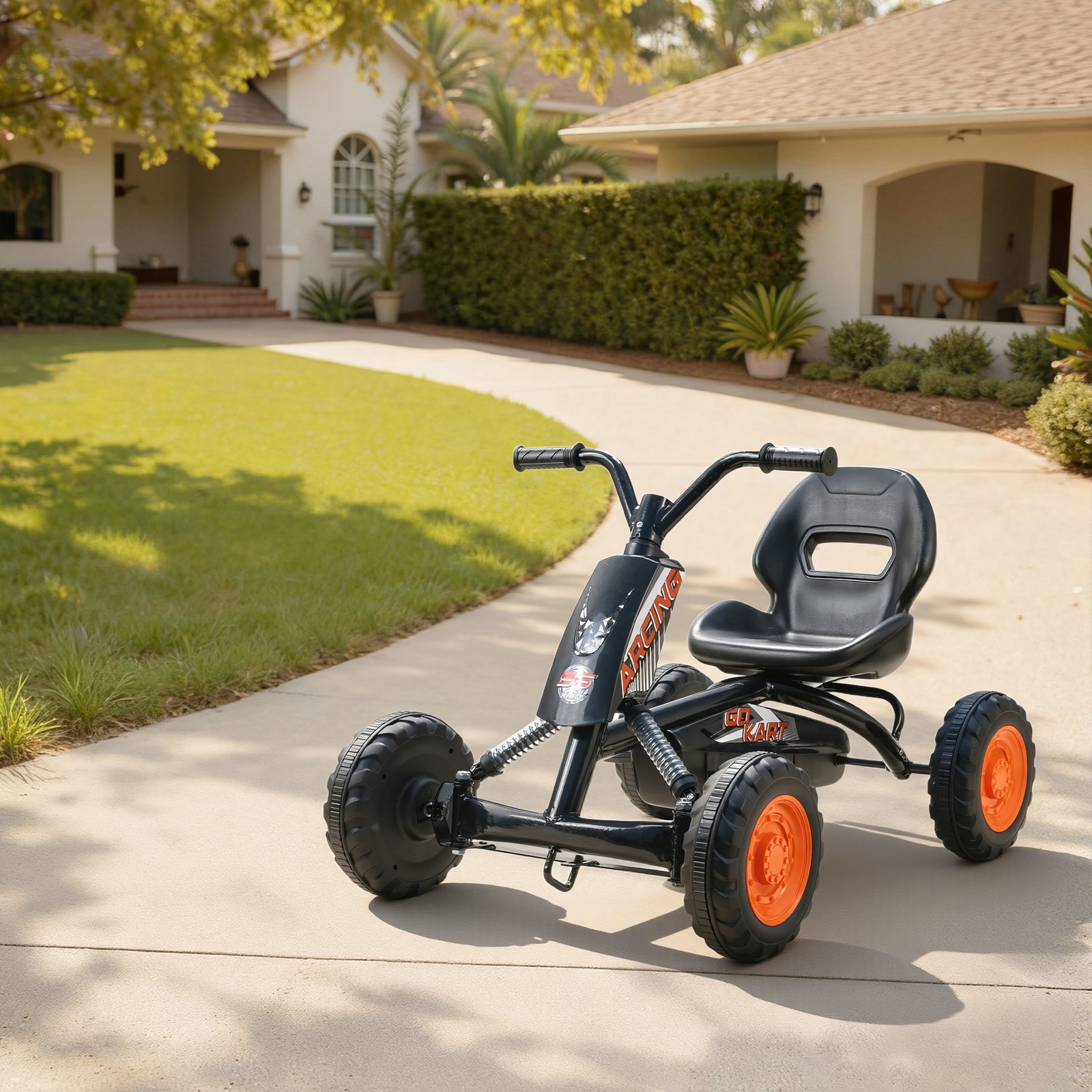 AIYAPLAY Kids Pedal Go Kart with Steel Frame, Sporty Design, for Ages 2-5 Years, Black - Image 7