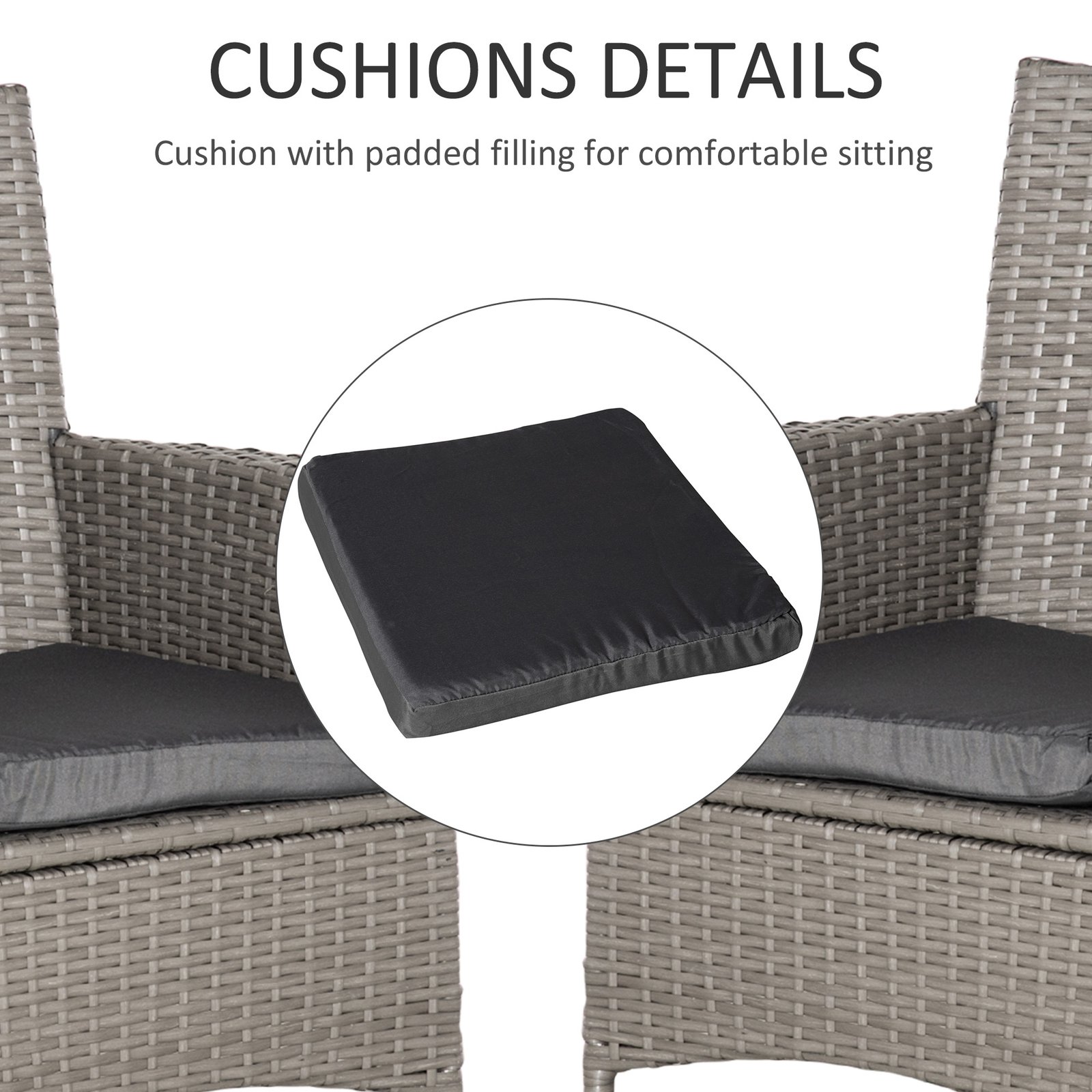 Outsunny Set of Four Rattan Armchairs, with Cushions - Grey - Image 6