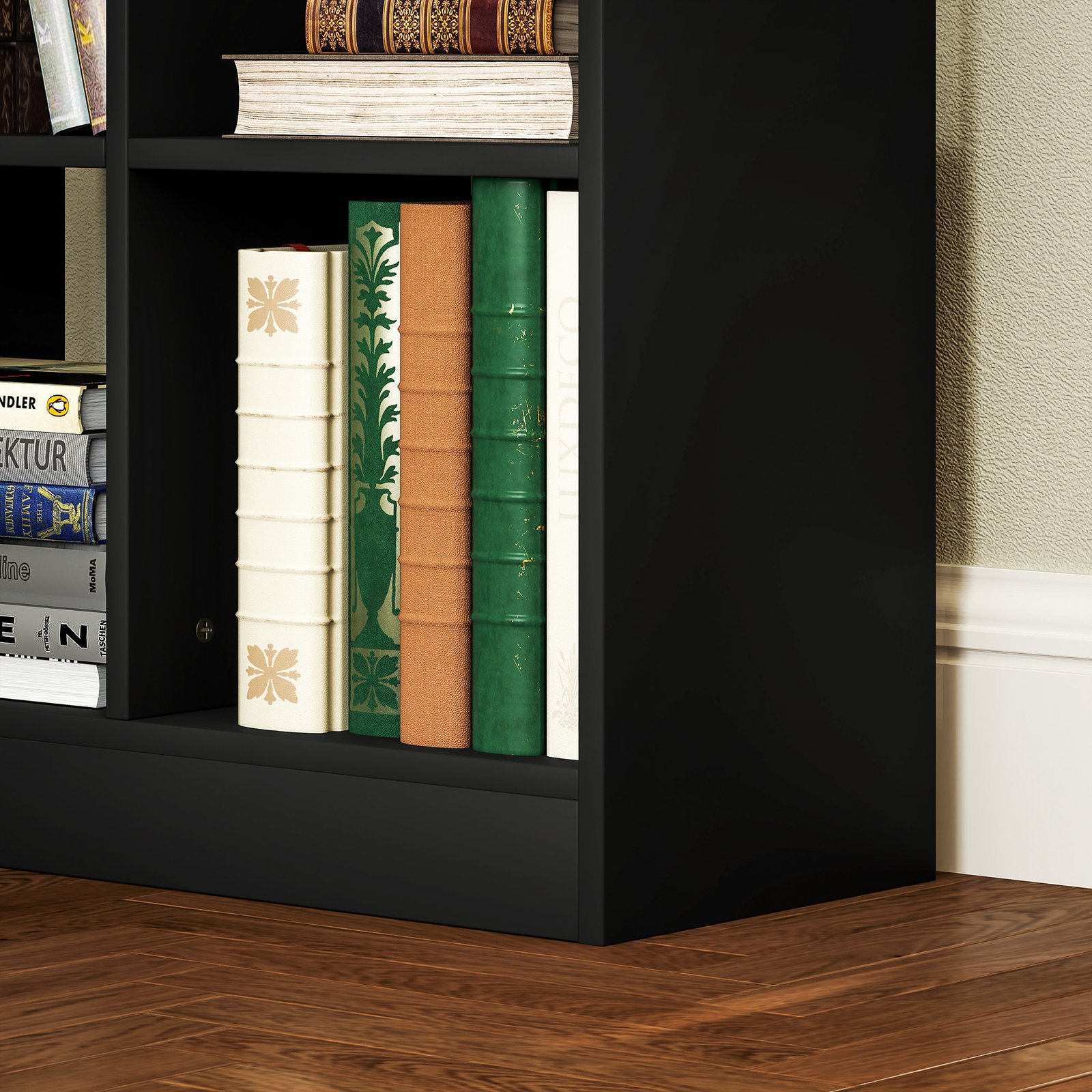 HOMCOM Tall Bookshelf with Drawer, Freestanding Bookcase for Bedroom, Living Room, Home Office, Black - Image 9