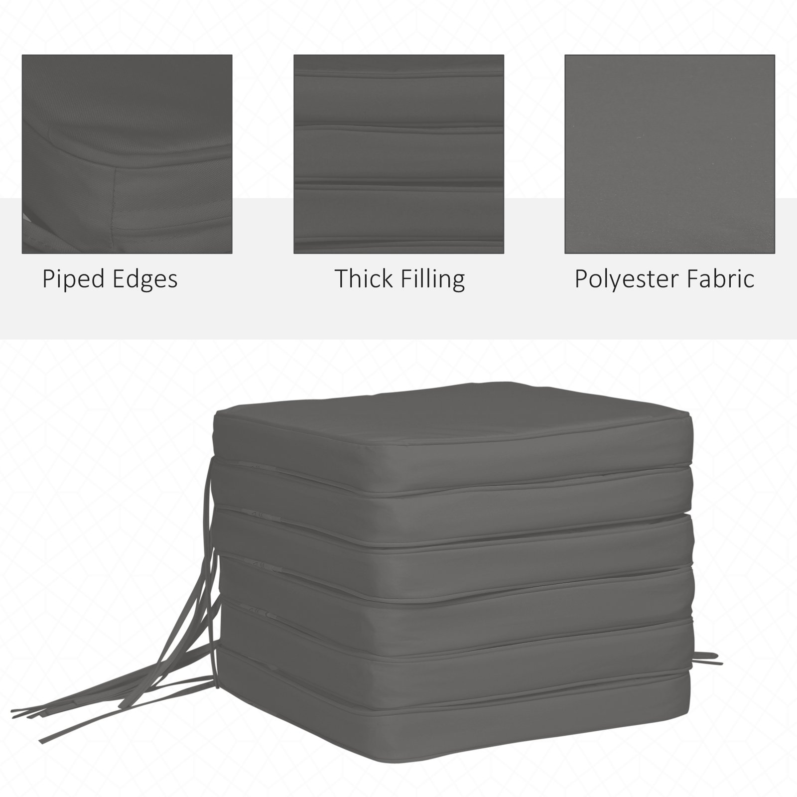 Outsunny Set of 6 Pcs Chair Cushion, 42Lx42Wx5T cm-Grey - Image 4