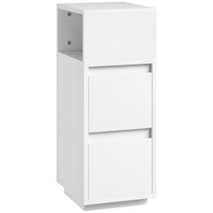 HOMCOM Slim Bedside Table, Narrow Bedside Cabinet with Open Shelf and 2 Drawers for Bedroom, Living Room, White