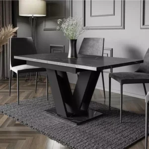 Marble Extendable Dining Table Black Marble Effect Dining Table Seats 6-8 Cari