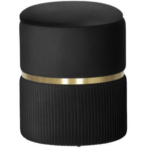 HOMCOM Velvet-Feel Storage Ottoman - Black