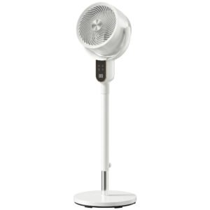 HOMCOM 20 dB Silent Standing Fan for Bedroom, 42" Pedestal Fan with Remote, 90° Oscillating, 8 Speeds, Remote Control, White