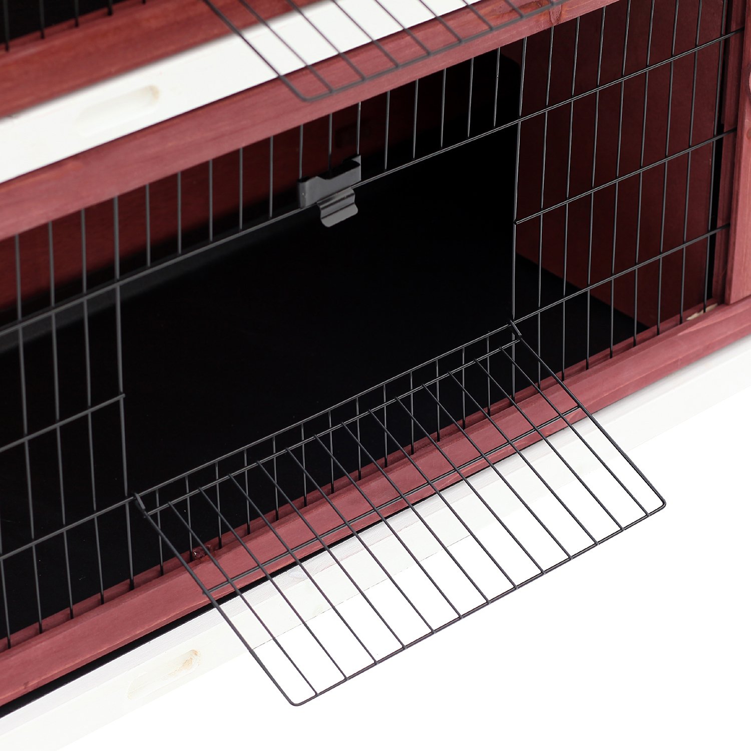 PawHut Rabbit Hutch Outdoor 2-Tier Guinea Pig Cage Bunny House Cage with No-Leak Trays for Indoor and Outdoor 136 x 50 x 93cm - Image 9