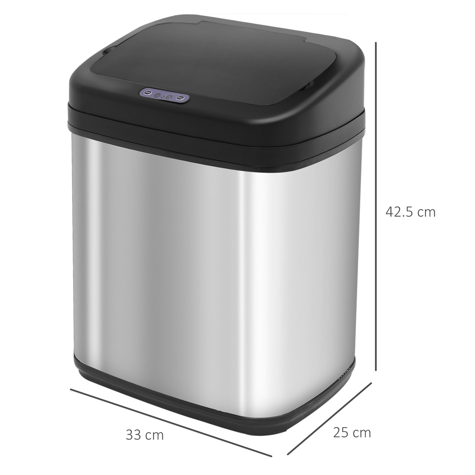HOMCOM 20L LUXURY Automatic Sensor Dustbin Kitchen Waste Bin Rubbish Trashcan Auto Dustbin Stainless Steel with Bucket 33*25*42.5CM - Image 3