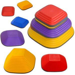 AIYAPLAY Balance Stepping Stones for Kids, 6-Piece Non-Slip Stackable River Stones, Obstacle Courses for Balance and Motor Skill