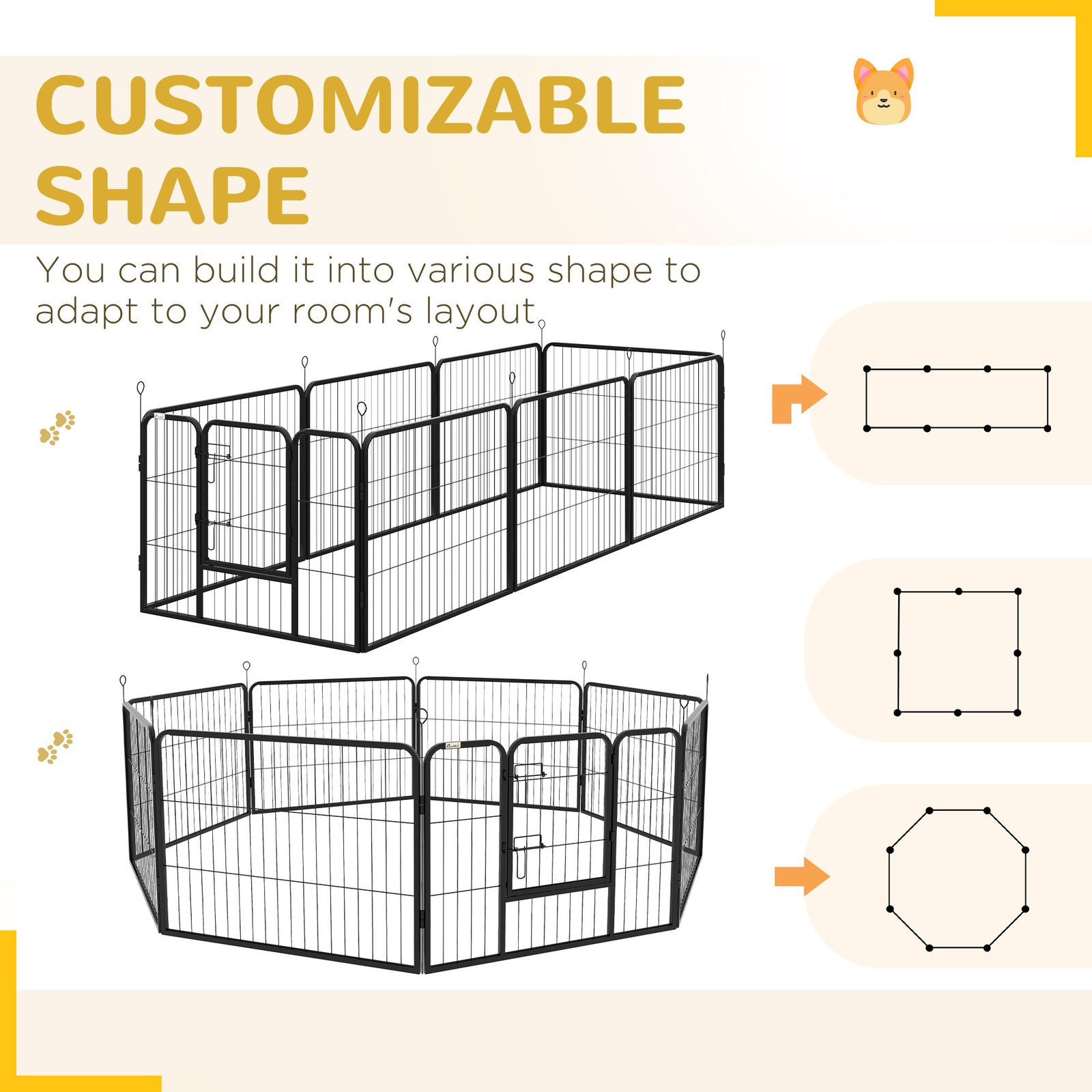 PawHut Steel 8 Panel Dog pen Pet Puppy PlayPen Grey - Image 4
