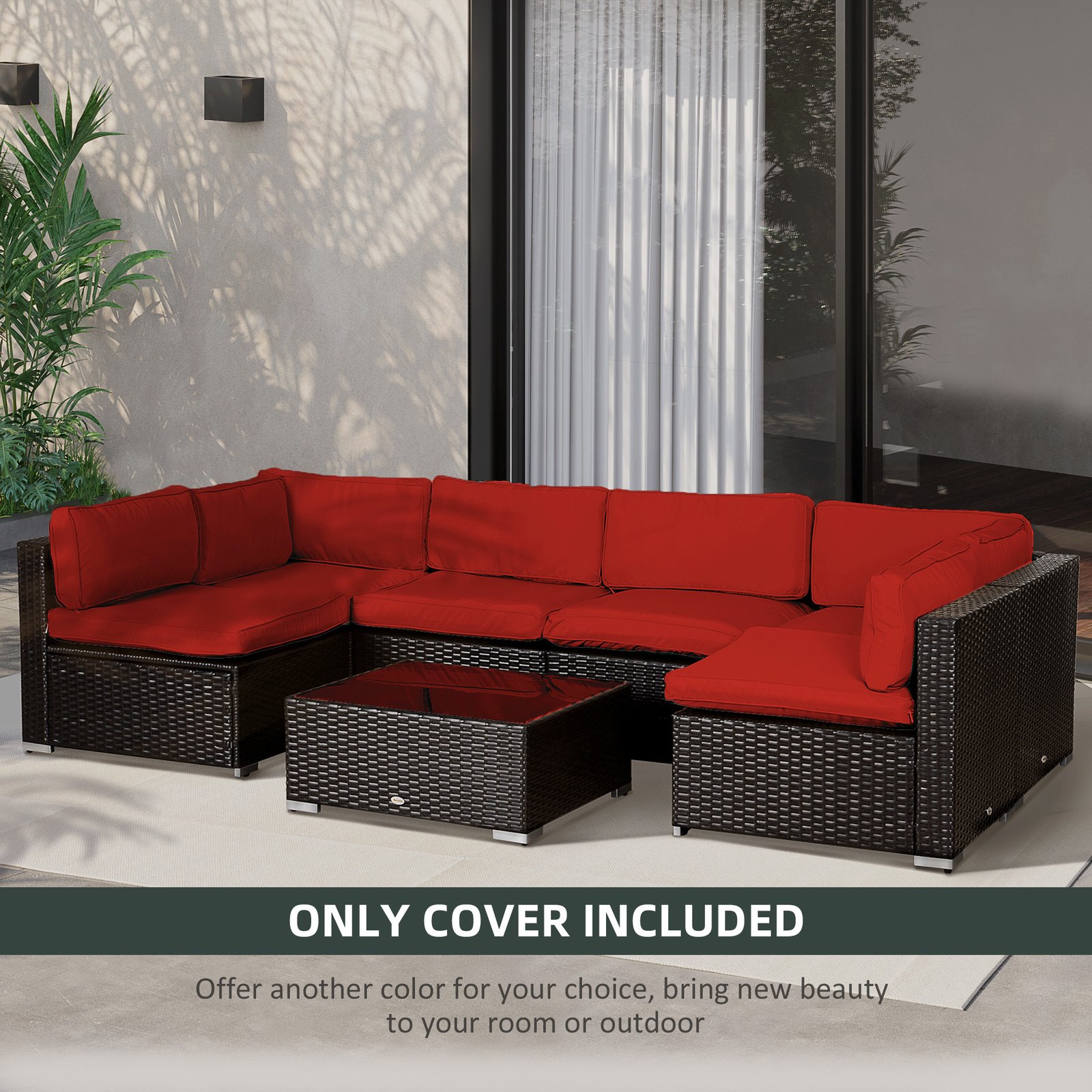 Outsunny Set of 14 Outdoor Cushion Covers - Red - Image 6