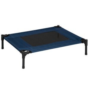 PawHut Raised Dog Bed Cat Elevated Lifted Puppy Pet Elevated Cot Portable Camping Basket  Blue (Medium)