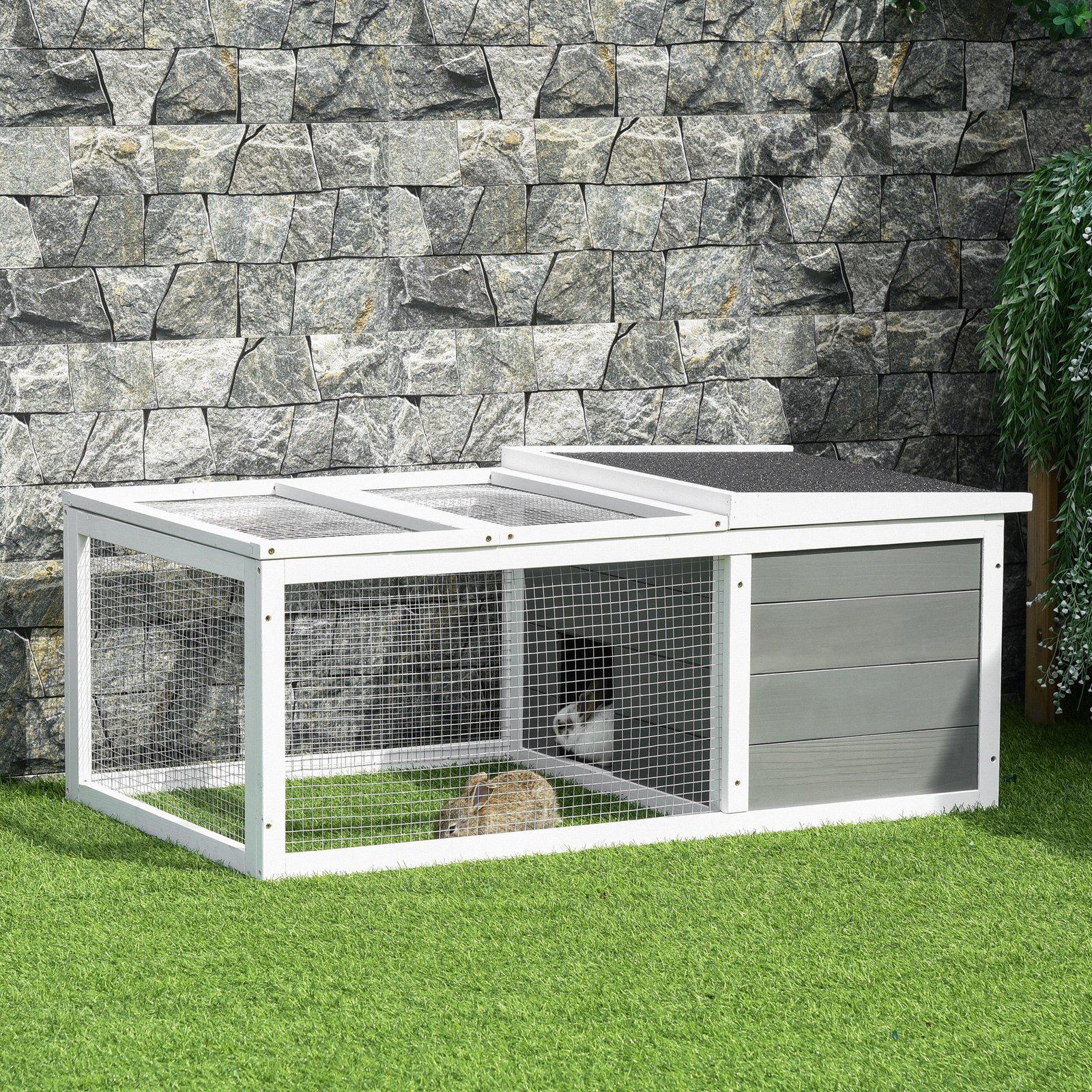 PawHut Guinea Pigs Hutches Small Guinea Pigs Hutches Pet Run Cover, with Water-resistant Asphalt Roof - Image 9