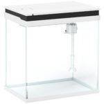 PawHut 14L Glass Fish Tank With Filter System, LED Lights, Water Pump, White