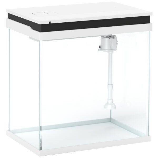 PawHut 14L Glass Fish Tank With Filter System, LED Lights, Water Pump, White