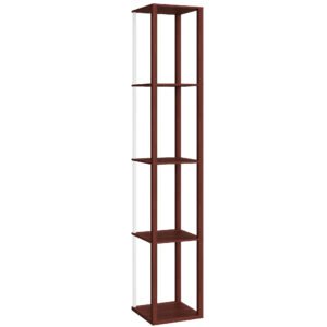 HOMCOM RGB LED Floor Lamp with Shelves, Modern Dimmable Standing Lamp with Remote Control, Adjustable Brightness & Speed for Living Room, Bedroom, Office, Brown