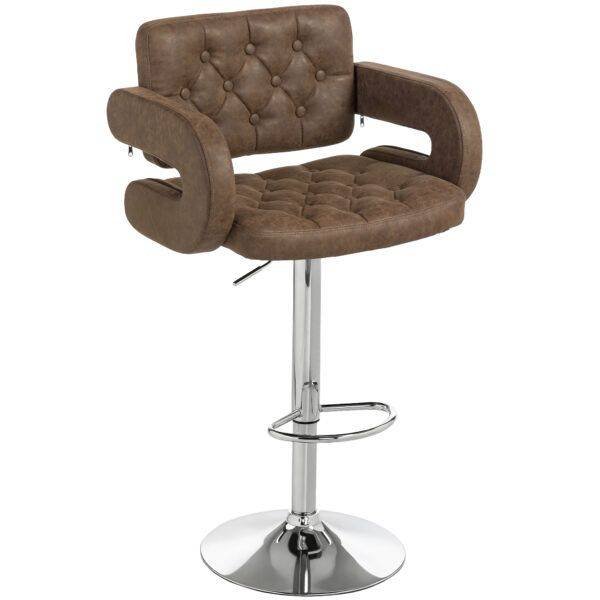 HOMCOM PU Leather Upholstered Swivel Bar Stool, Height Adjustable with Back, Armrest, Footrest, Coffee HOMCOM PU Leather Upholstered Swivel Bar Stool, Height Adjustable with Back, Armrest, Footrest, Coffee