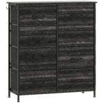 HOMCOM Chest of Eight Fabric Drawers – Black