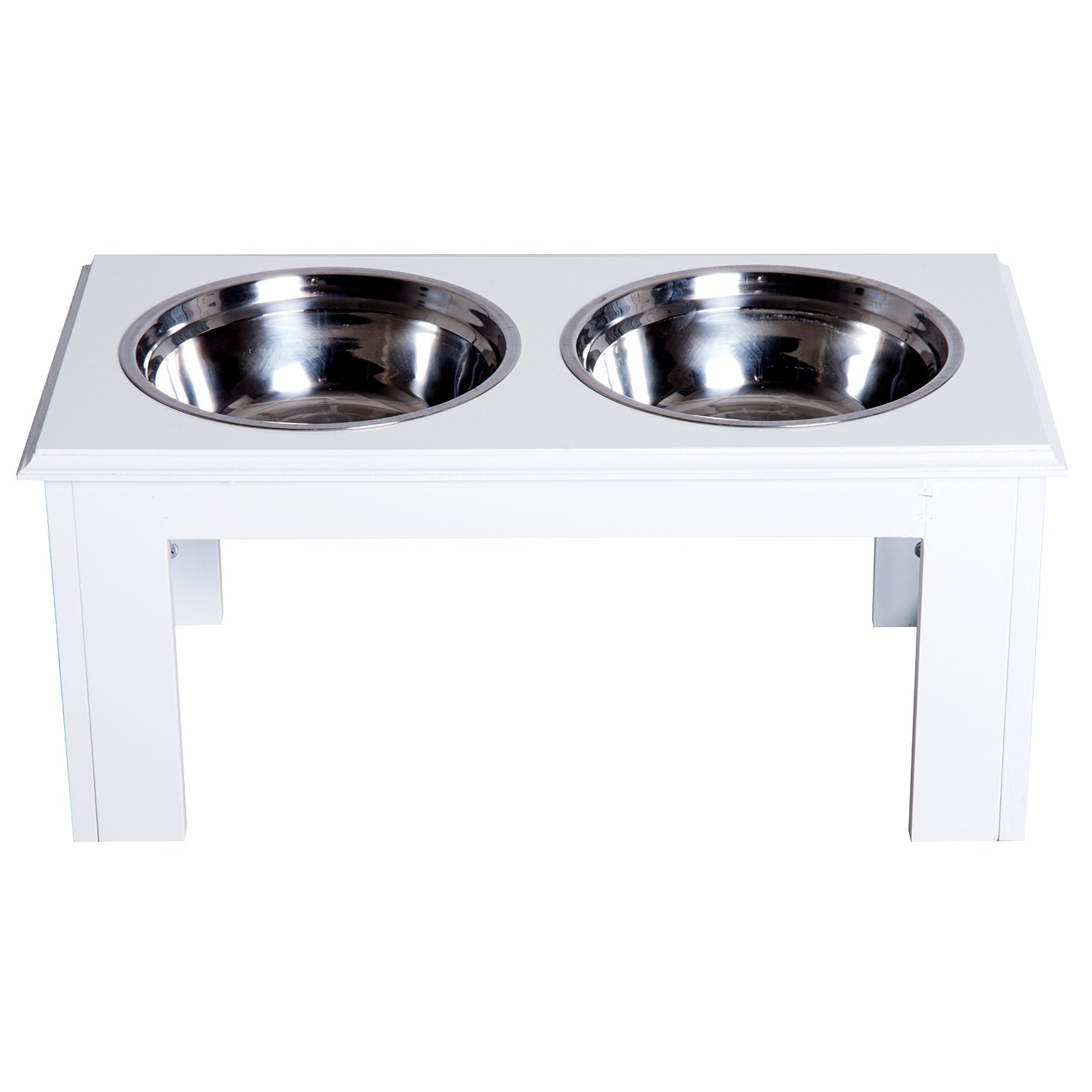PawHut Raised Dog Feeding Bowls with Stand, Stainless Steel for Medium Dog, 58L x 31W x 25H cm - White - Image 8