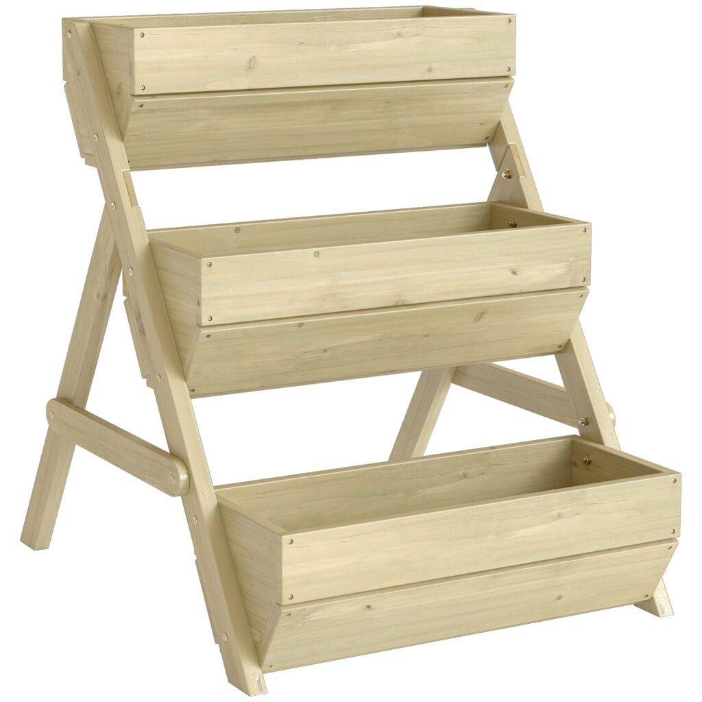 Outsunny 3 Tier Raised Garden Bed Wooden Elevated Planter Box Kit, 66L for Flower, Vegetable, Herb, 65x75x78cm, Green Outsunny 3 Tier Raised Garden Bed Wooden Elevated Planter Box Kit, 66L for Flower, Vegetable, Herb, 65x75x78cm, Green