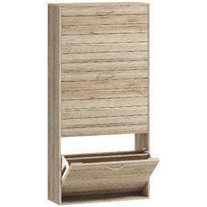 HOMCOM 12-Shoe Flip Drawer Storage Cabinet – Brown Wood-Effect HOMCOM 12-Shoe Flip Drawer Storage Cabinet – Brown Wood-Effect