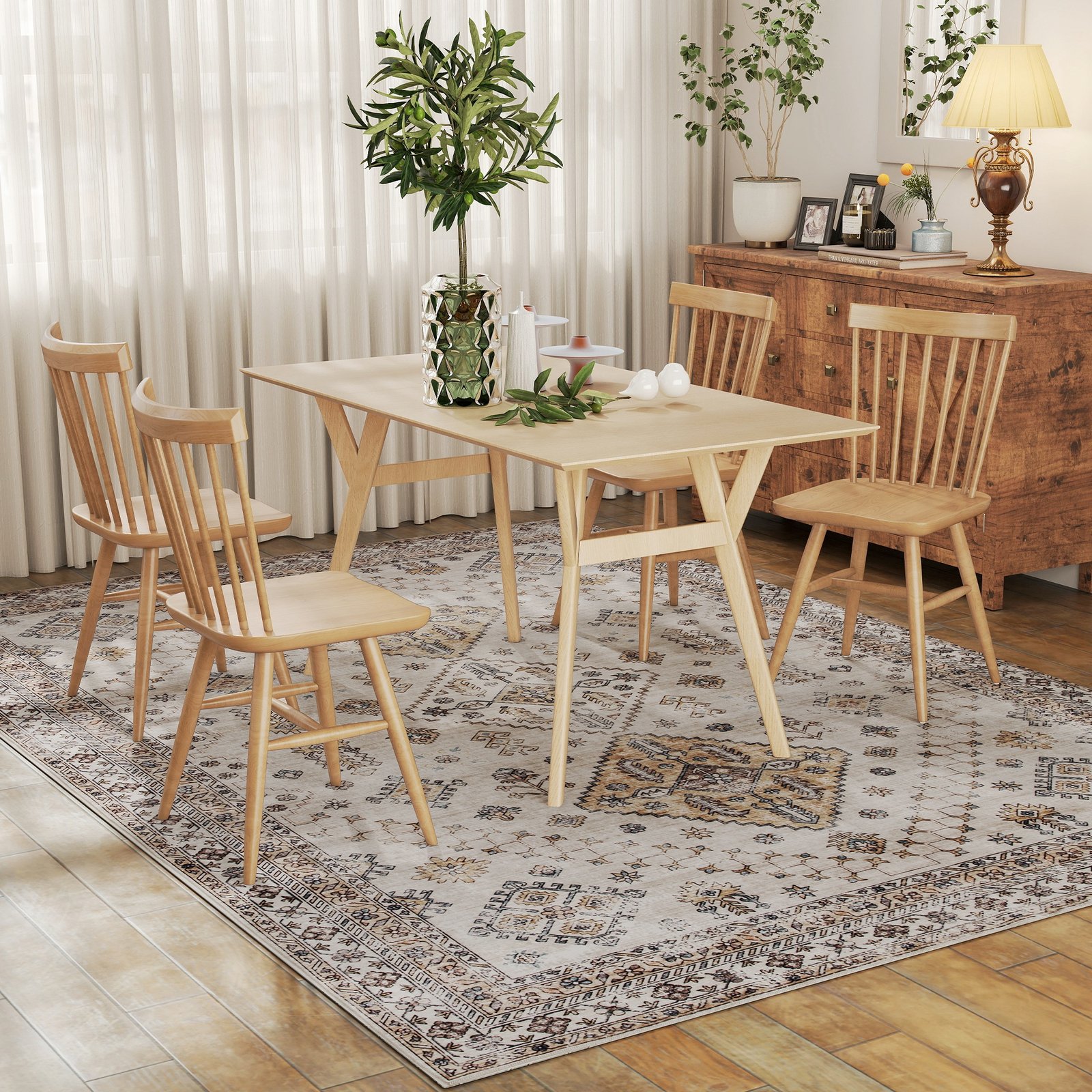 HOMCOM Vintage Area Rug, Non-Slip Washable Rug, Flannel Floor Carpet for Living Room, Bedroom, Dining Room, Home Office, 290 x 200 cm, Beige - Image 8