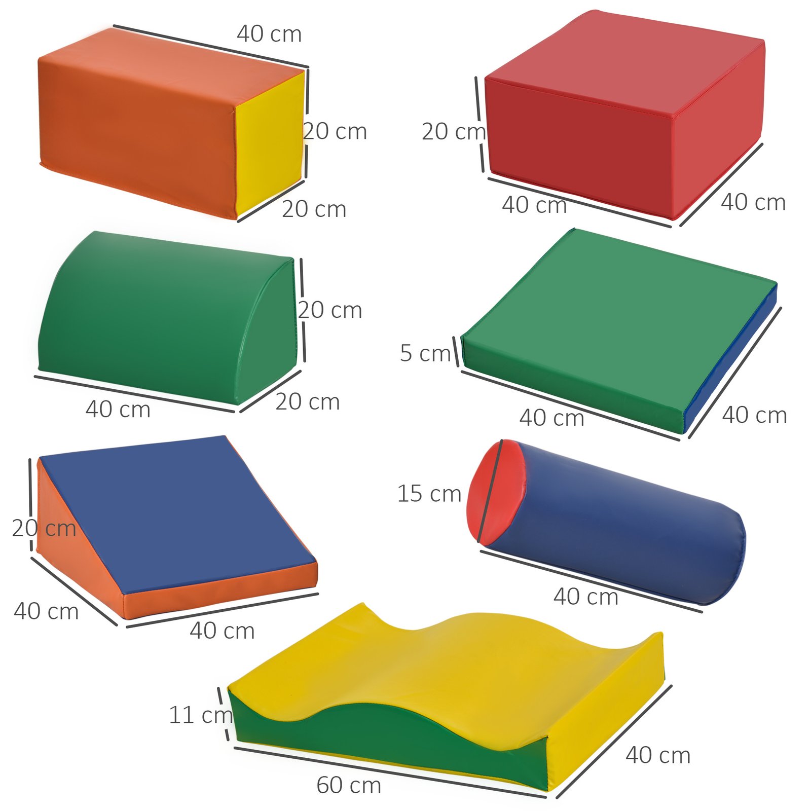 HOMCOM Soft Play Set, 7 Piece Foam Blocks, Toddler Climb and Crawl Activity Set for 1-3 Years, Soft Play Equipment for Building and Stacking, Educational Play, Red - Image 3