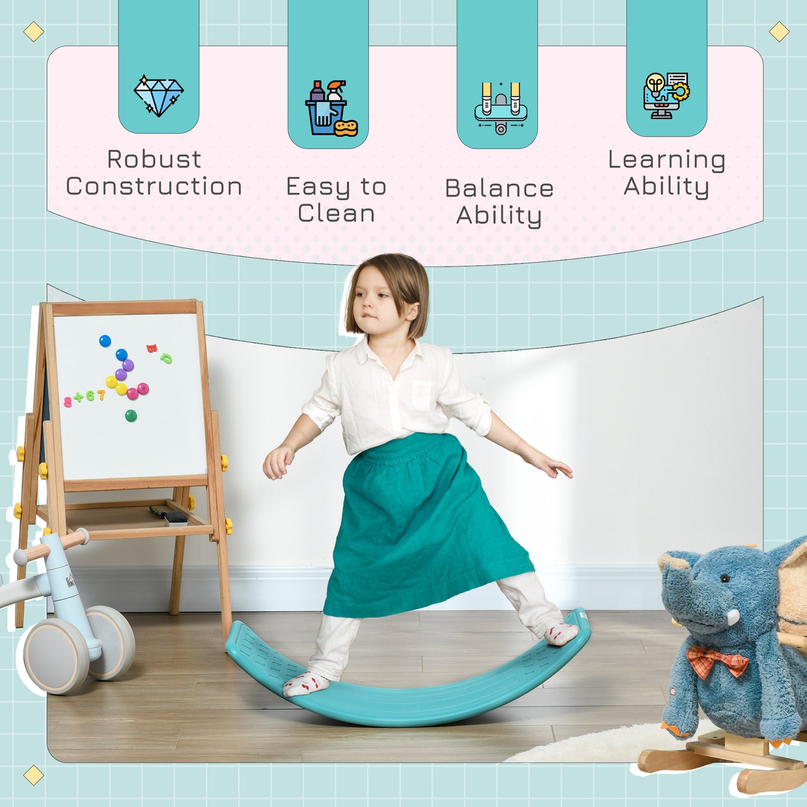 ZONEKIZ Balance Board, Kids Wobble board, for Ages 3-6 Years - Blue - Image 5