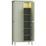 HOMCOM Tall Pantry Cupboard with Motion Sensor LED Light – Green HOMCOM Tall Pantry Cupboard with Motion Sensor LED Light – Green