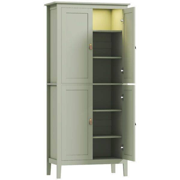 HOMCOM Tall Pantry Cupboard with Motion Sensor LED Light – Green HOMCOM Tall Pantry Cupboard with Motion Sensor LED Light – Green