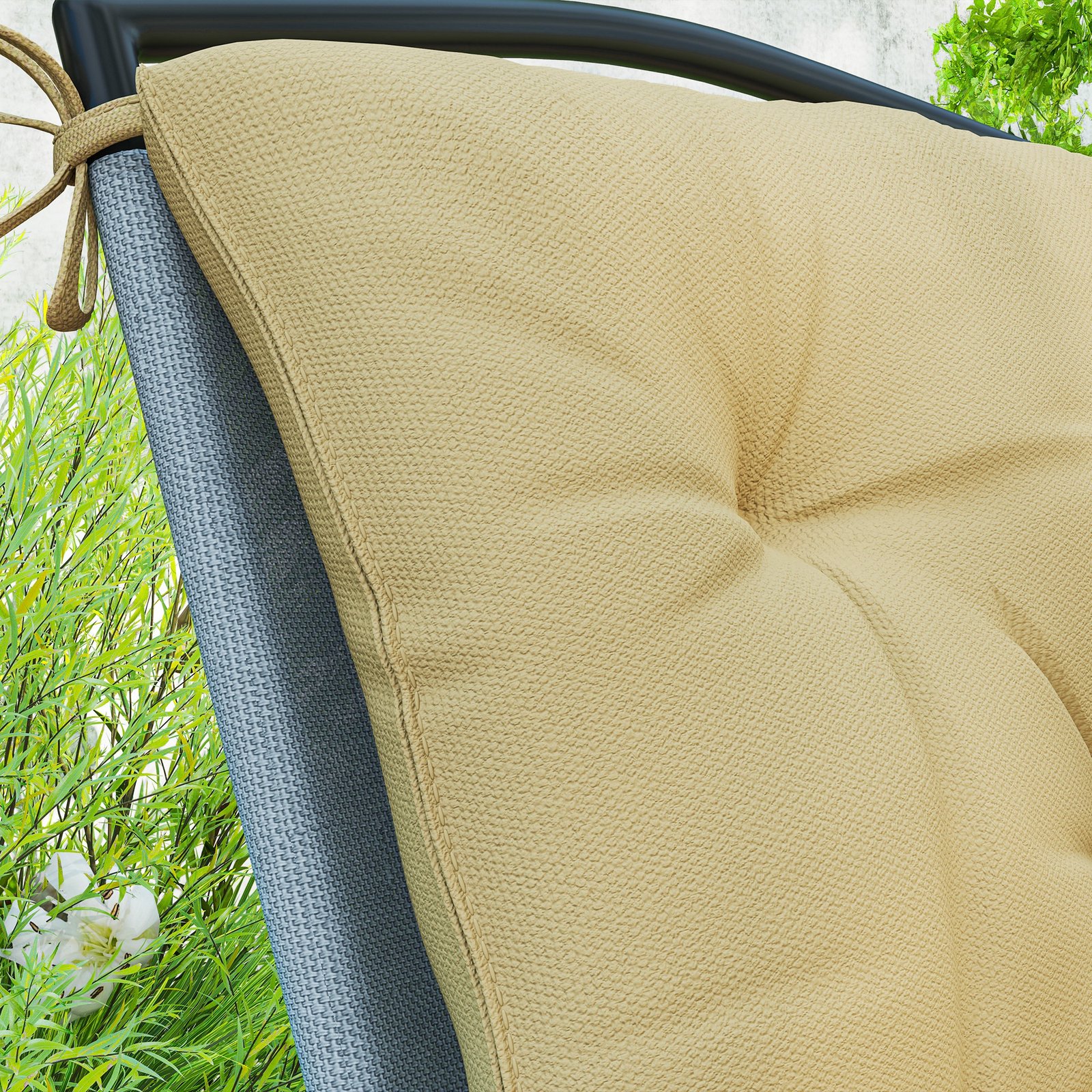Outsunny Set of Two Outdoor Seat Cushions - Khaki - Image 9