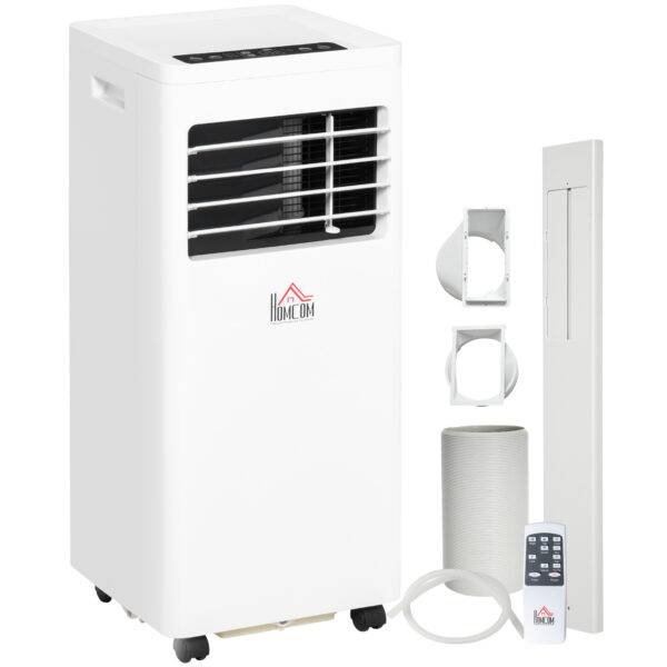 HOMCOM 7000 BTU Air Conditioning Unit, 3-in-1 Portable Air Conditioner, Dehumidifier, Cooling Fan with 2 Speeds, 24H Timer, Remote Control, Digital Display, Window Venting Kit, 26m?
