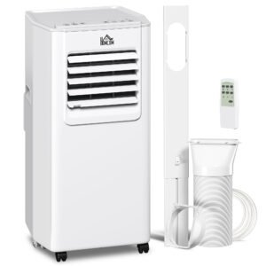 HOMCOM 5000 BTU Portable Air Conditioner, 4-in-1 Air Conditioning Unit, Dehumidifier, Cooling, Fan, Sleep Mode, with Remote Control, 2 Speeds, 24H Timer, Window Venting Kit, 12m²