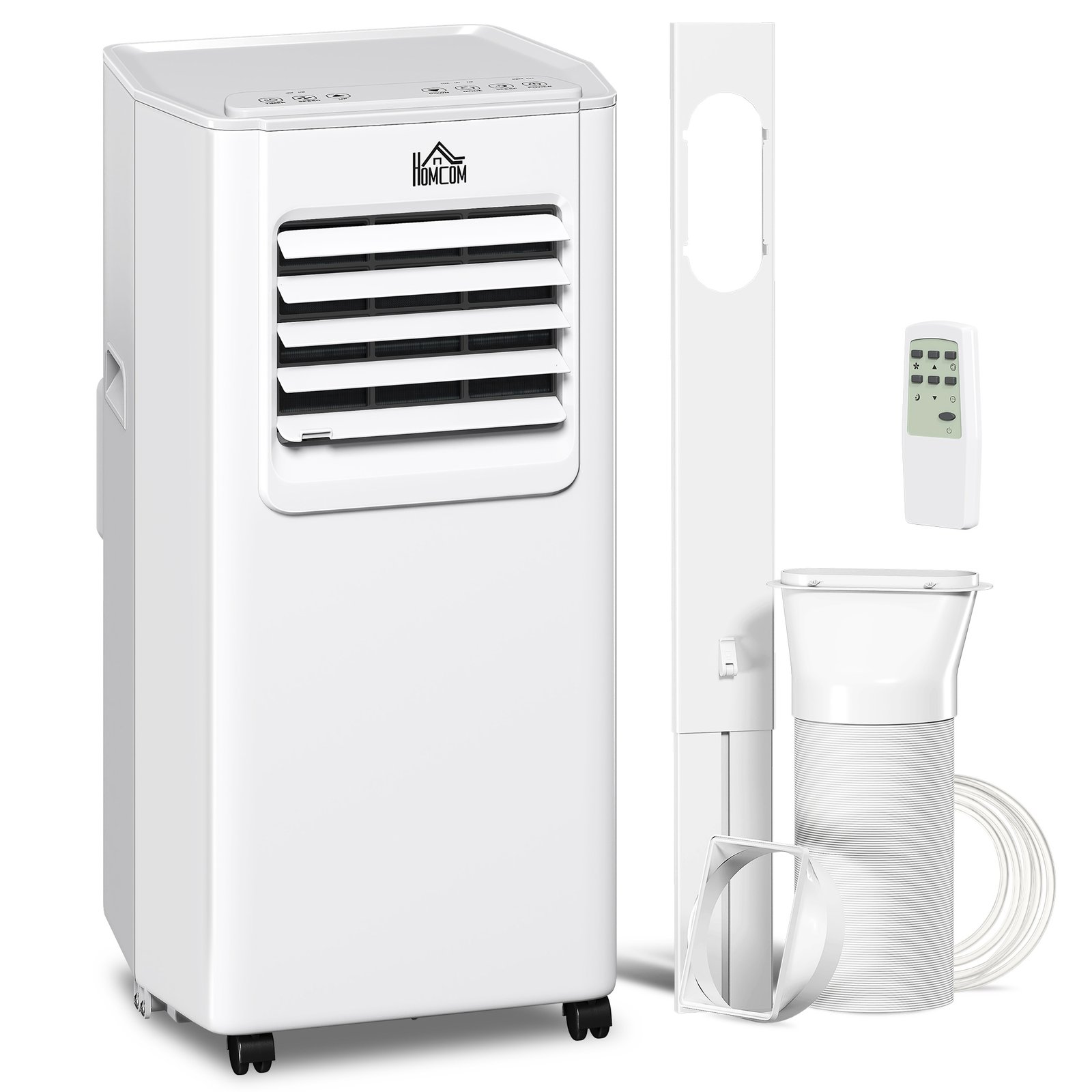 HOMCOM 5000 BTU Portable Air Conditioner, 4-in-1 Air Conditioning Unit, Dehumidifier, Cooling, Fan, Sleep Mode, with Remote Control, 2 Speeds, 24H Timer, Window Venting Kit, 12m²
